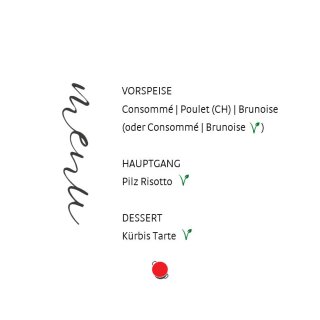 Menu 29. Januar